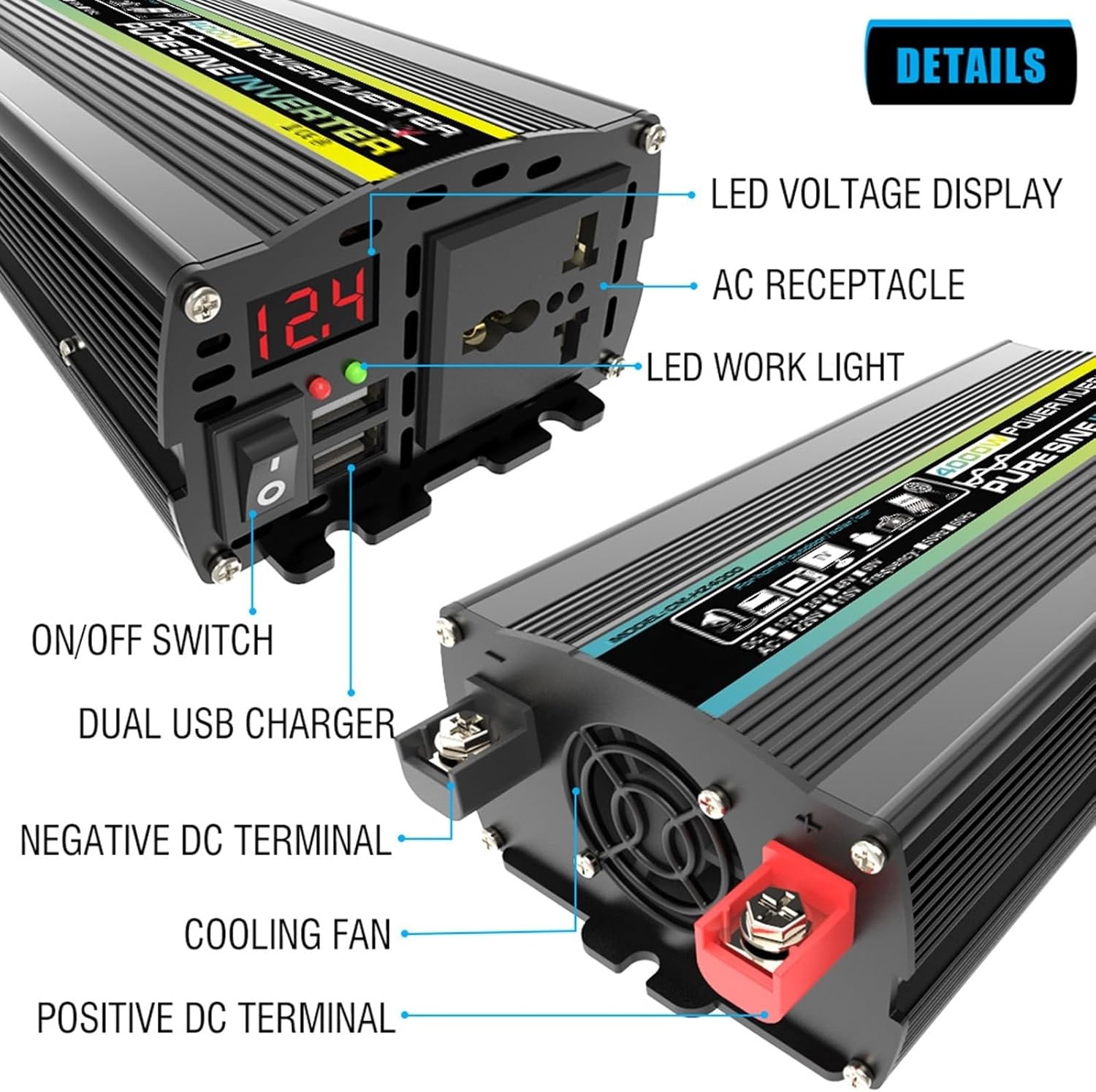 3000W/4000W Complete Solar Inverter Kit - 12V to 110V/220V with 50A Controller & 50W Solar Panel - Home Solar System Generator for Off-Grid Power Solutions