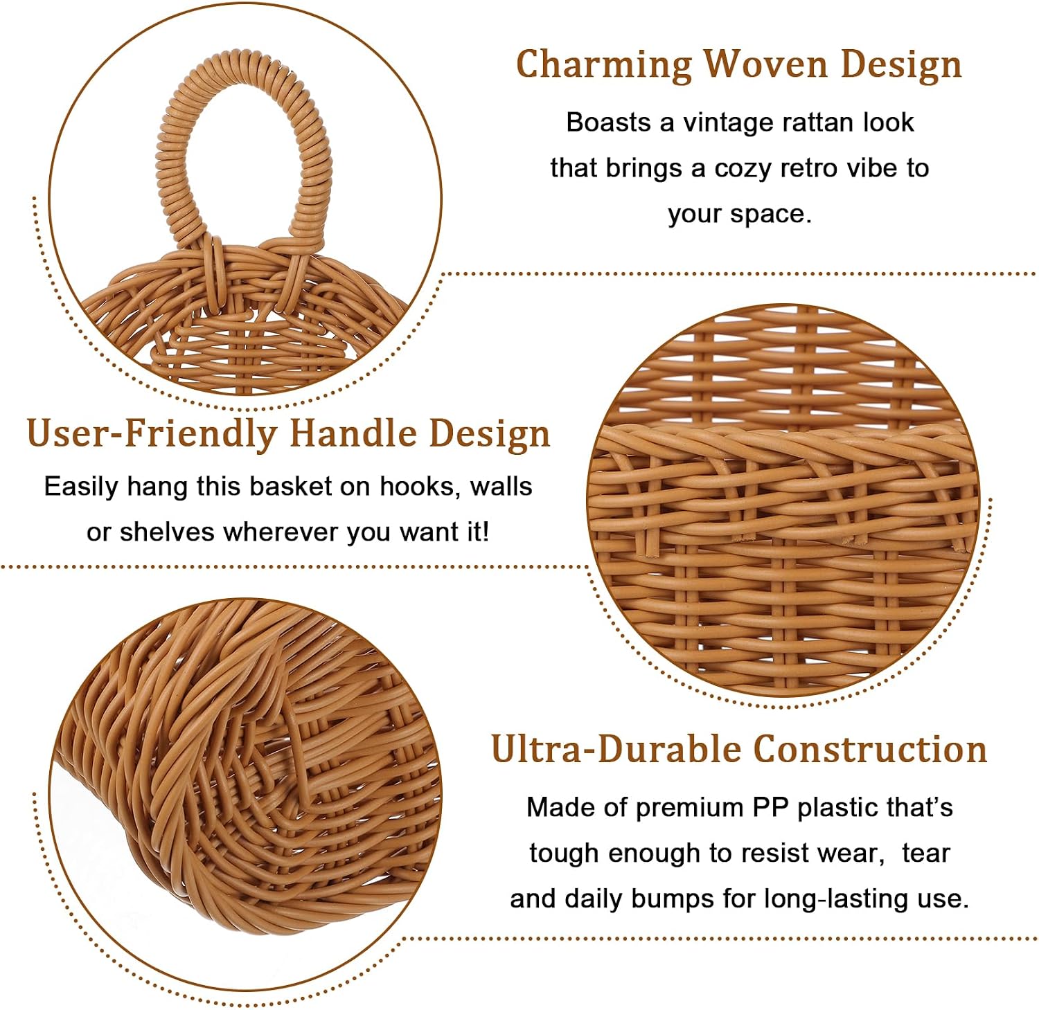 2Pcs Woven Hanging Wicker Basket for Front Door Dried Flower