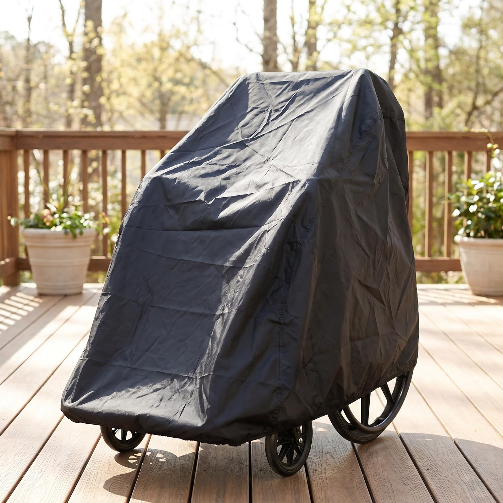 Funda de Poliéster para Silla de Ruedas y Scooter, Protección para Exteriores y Centros de Salud, Resistente Clima y Polvo, Color Negro