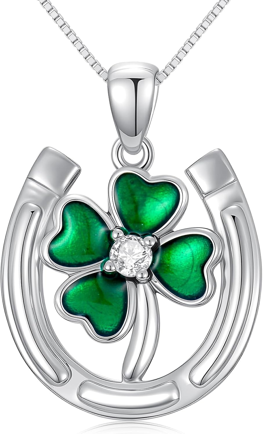Four Leaf Clover Necklaces for Women 925 Sterling Silver Green Clover Pendant Shamrock Necklace Irish Jewelry St Patricks Day Gifts for Women Girlfriend