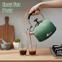 Vista 5 de Tetera de acero inoxidable para estufa, tetera de 2.5 cuartos de galón con mango plegable, tetera de agua de grado alimenticio para estufa, hogar