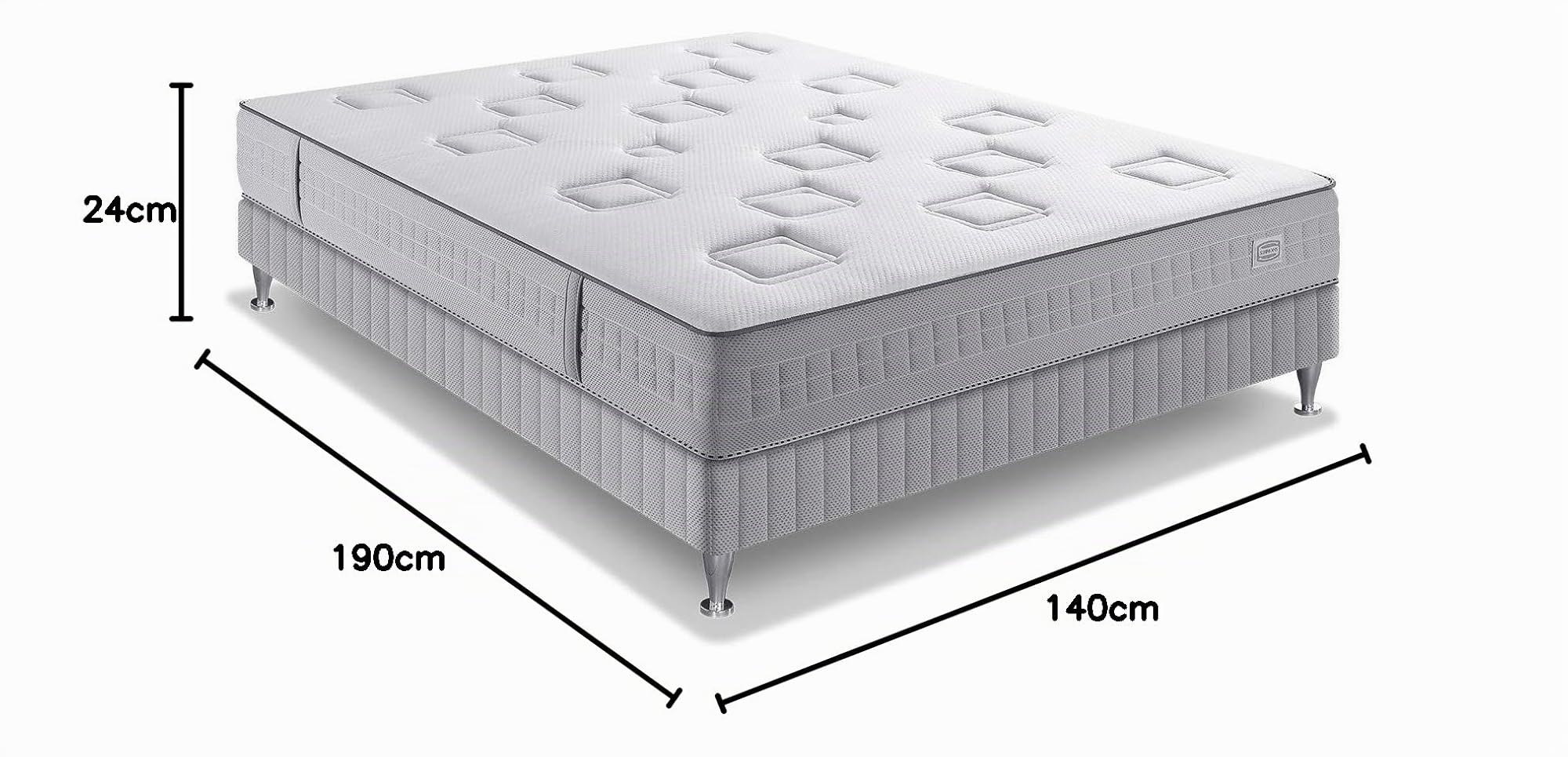 Simmons, Matelas Challenge, 140x190, Ressorts ensachés, Blanc et Gris