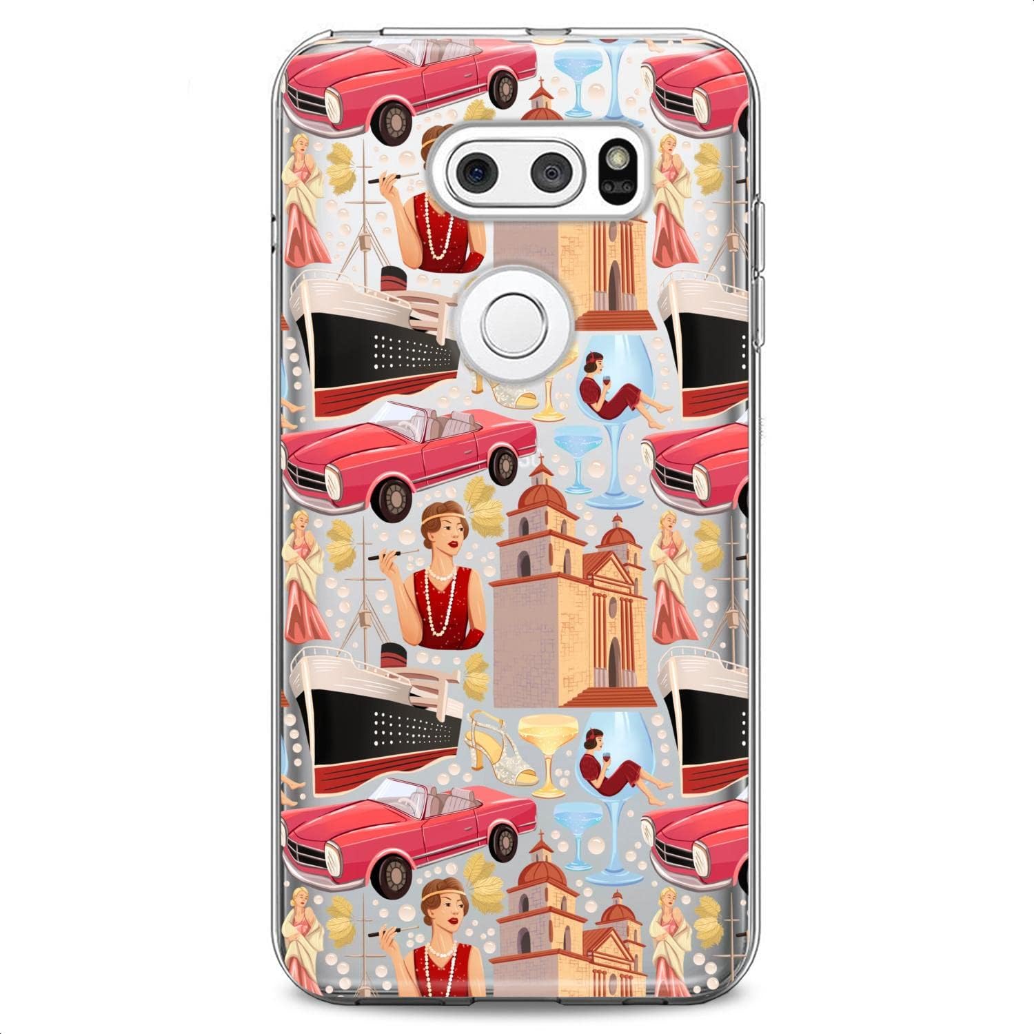 TPU Case Replacement for LG Stylo 6 K61 K51S K42 K30 K20 Stylo 5 K40 K11 K10 K8 Retro Fashion Soft Gatsby Design Lightweight Art Deco Silicone Flexible Clear Slim fit Flapper Girl Print