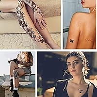 Vista 7 de Tinta de tatuaje temporal y plantillas para adultos, adolescentes y niños, kit de tatuaje temporal agradable a la piel, negro, rojo, marrón, verde