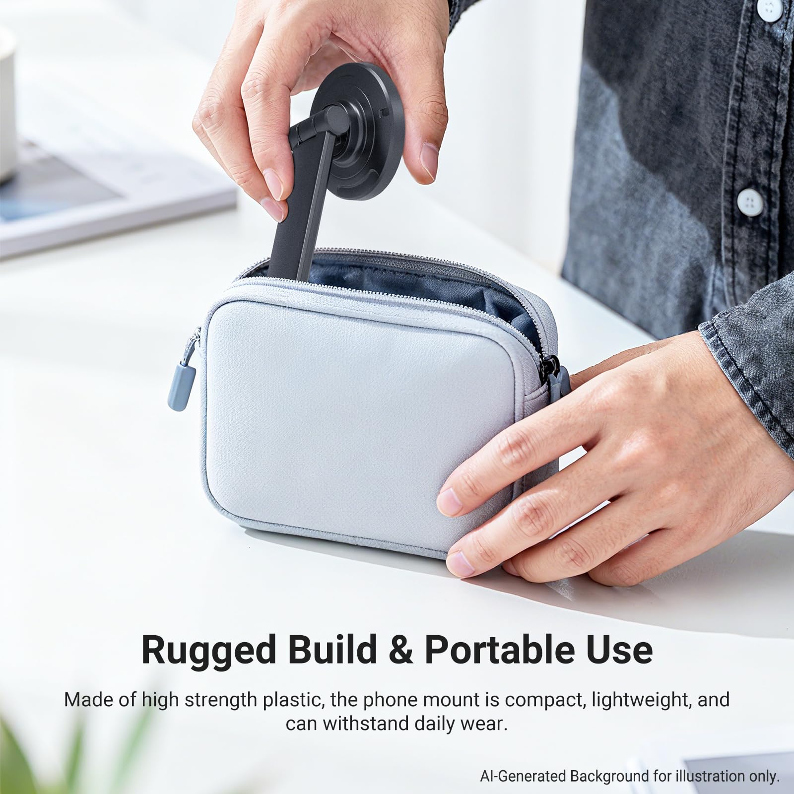 NEEWER Wersja poziomu wejściowego magnetyczny uchwyt na telefon adapter do montażu na statywie, kompaktowy 360° lekki przenośny kompatybilny z MagSafe iPhone Samsung Android do nagrywania wideo, PA153