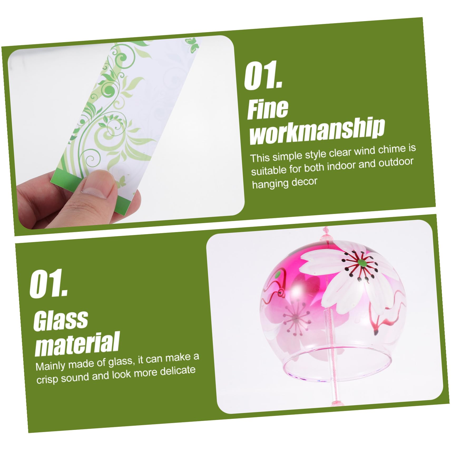 iplusmile Campanelli Vento in Vetro 4 Pezzi Decorativi da Appendere per Balcone e Giardino Design Semplice e Funzione Rilassante per Esterno