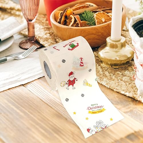 Miniatura 3 de NOLITOY 4 rollos de papel higiénico de Feliz Navidad, altamente coleccionable, papel higiénico, divertido regalo para rellenos de calcetines de