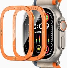 2 Pieces Screen Protector Compatible with Apple Watch Ultra/Ultra 2 49mm, HD Anti-Scratch Tempered Glass Bubble-Free for iWatch 49mm (Digital Orange)