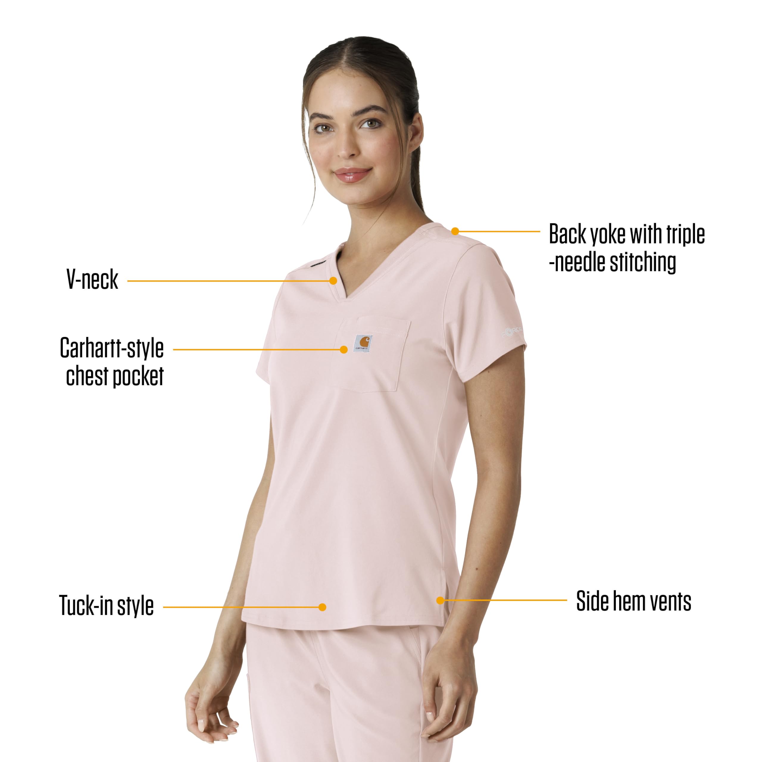 Carhartt Women's Tuck-in Scrub Top - Soft Rose, 2X
