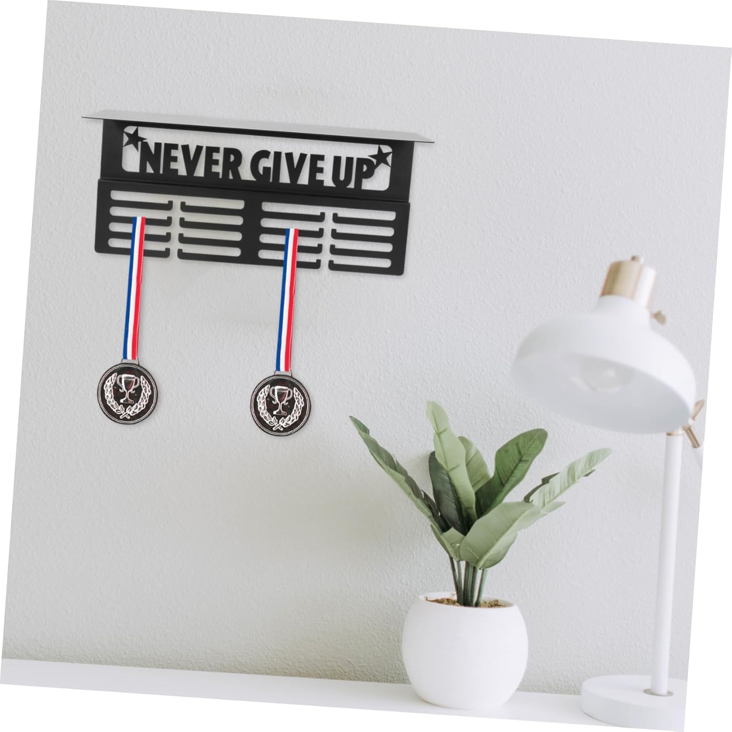 Totority Trophy Medal Display Shelf Hooks Wall-Mounted Medal Holder for Gymnastics Running and Sports Awards for Home Decor and Collection Showcase