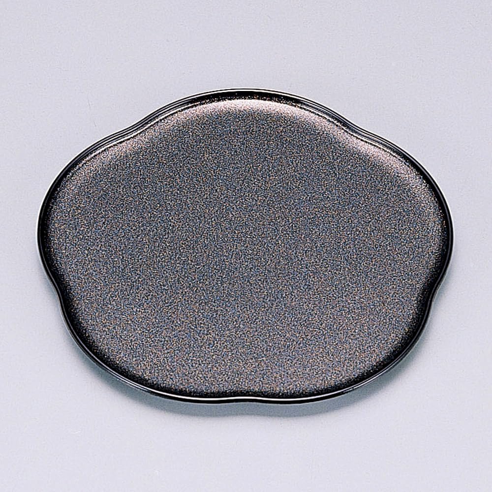 [A] Plum Shaped Plate, Pearl Fuchi Black | Resin Plate [ 5.4 x 5.4 x 0.3 inches (13.7 x 13.7 x 0.8 cm)