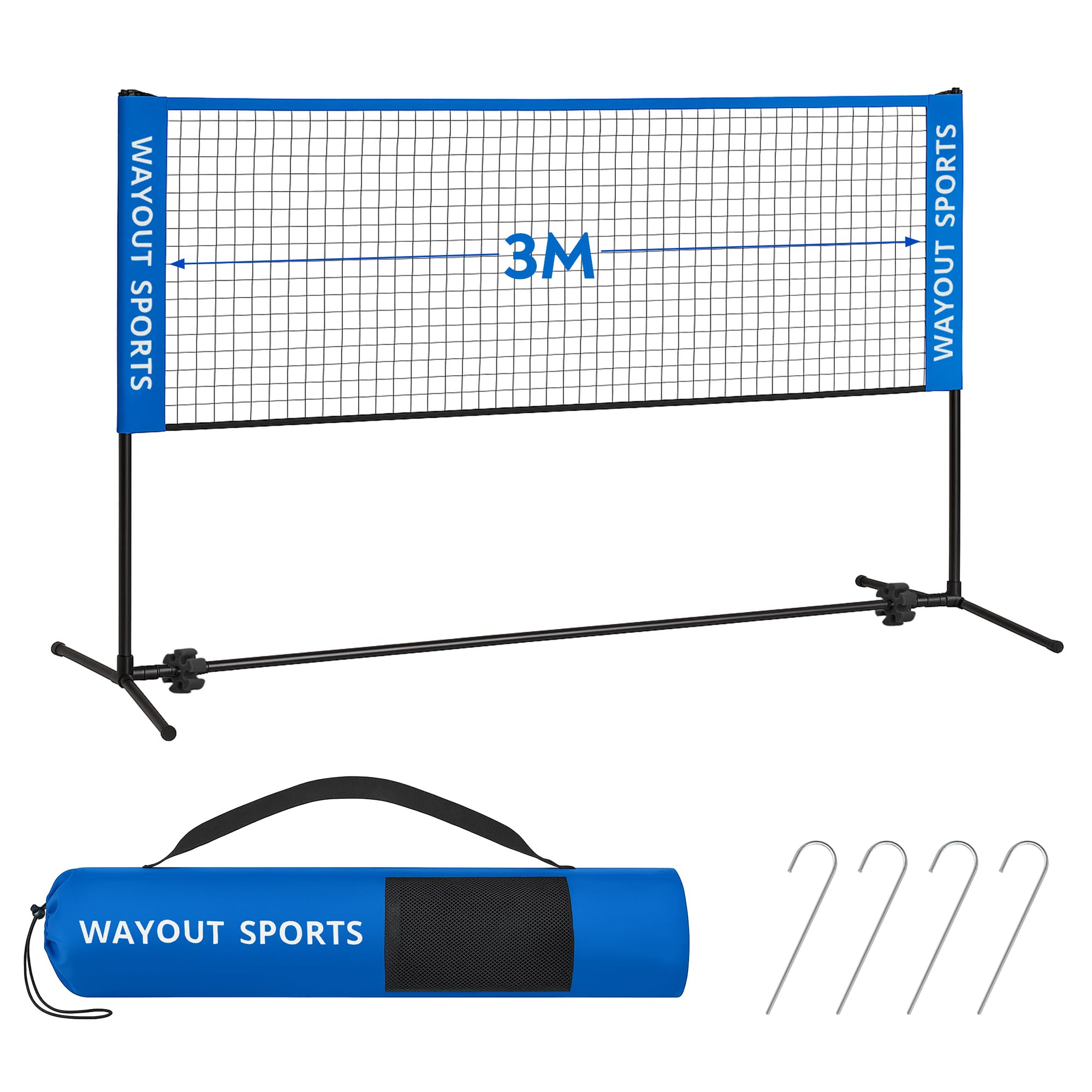 Adjustable and foldable net for badminton, tennis, volleyball and football