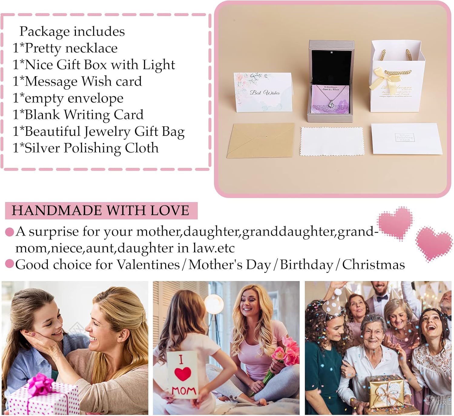 Niece Gifts from Auntie - Aunt Gifts from Niece - Aunt Niece Necklace for Birthday Christmas Graduation Wedding With Nice Message Card and Box - Image 6
