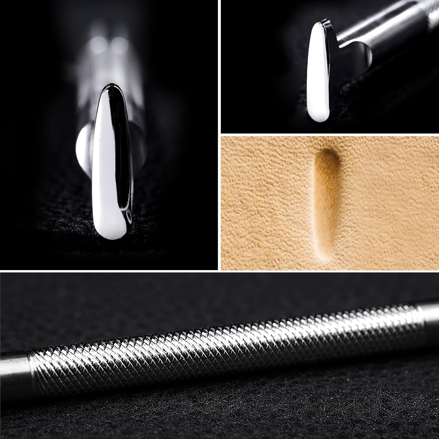 Smooth Thumb Print Leather Stamps 3Pcs Leathercraft Stamping Tool 304 Stainless Steel Carving Set for Craft DIY