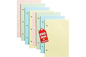 5.5x8.5 Paper, Pastel, College Ruled Mini Binder Paper