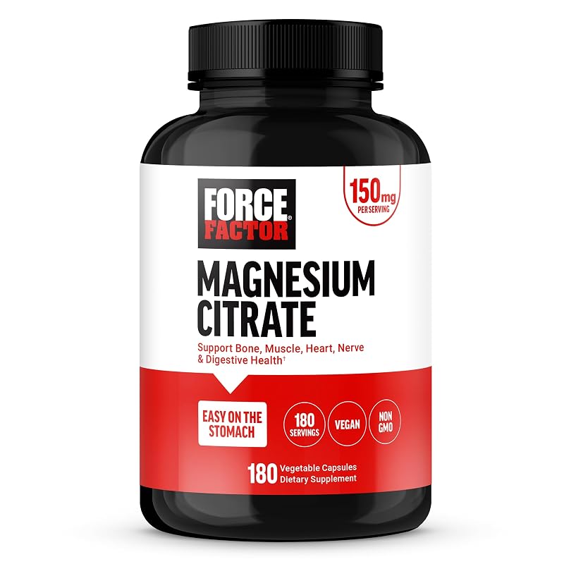 Force Factor Suplemento de Citrato de Magnésio 180 cápsulas