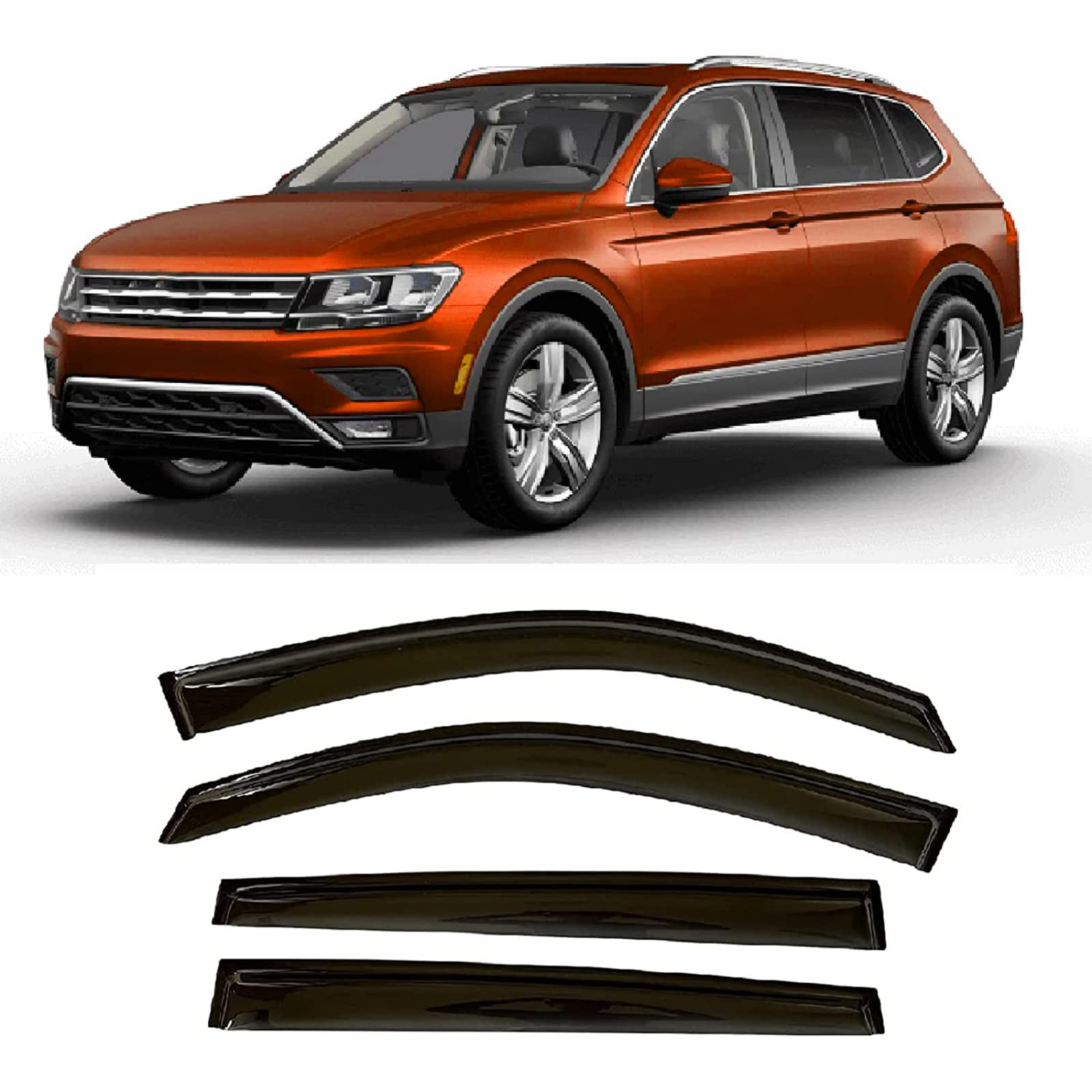 Photo 1 of ZZDSNJ Tape-On Windows Visor 4-Piece for 2018-2023 VW Tiguan Rain Guards Shield Shade Smoke black 18-23 VW Tiguan