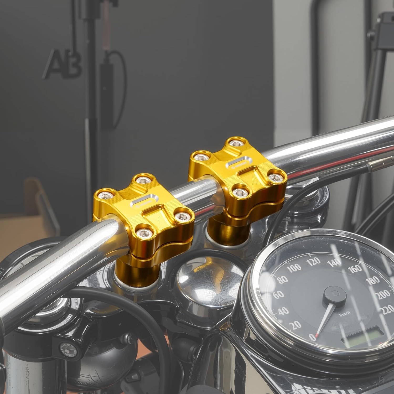 NICECNC 2 Inch Motorcycle Handlebar Risers for 1.25" Bar, 6061 Aluminium Motorcycle Accessories Compatible with Harley Dyna 2006-2017 Fat Bob Super Glide Wide Glide Street Bob Low Rider, Gold