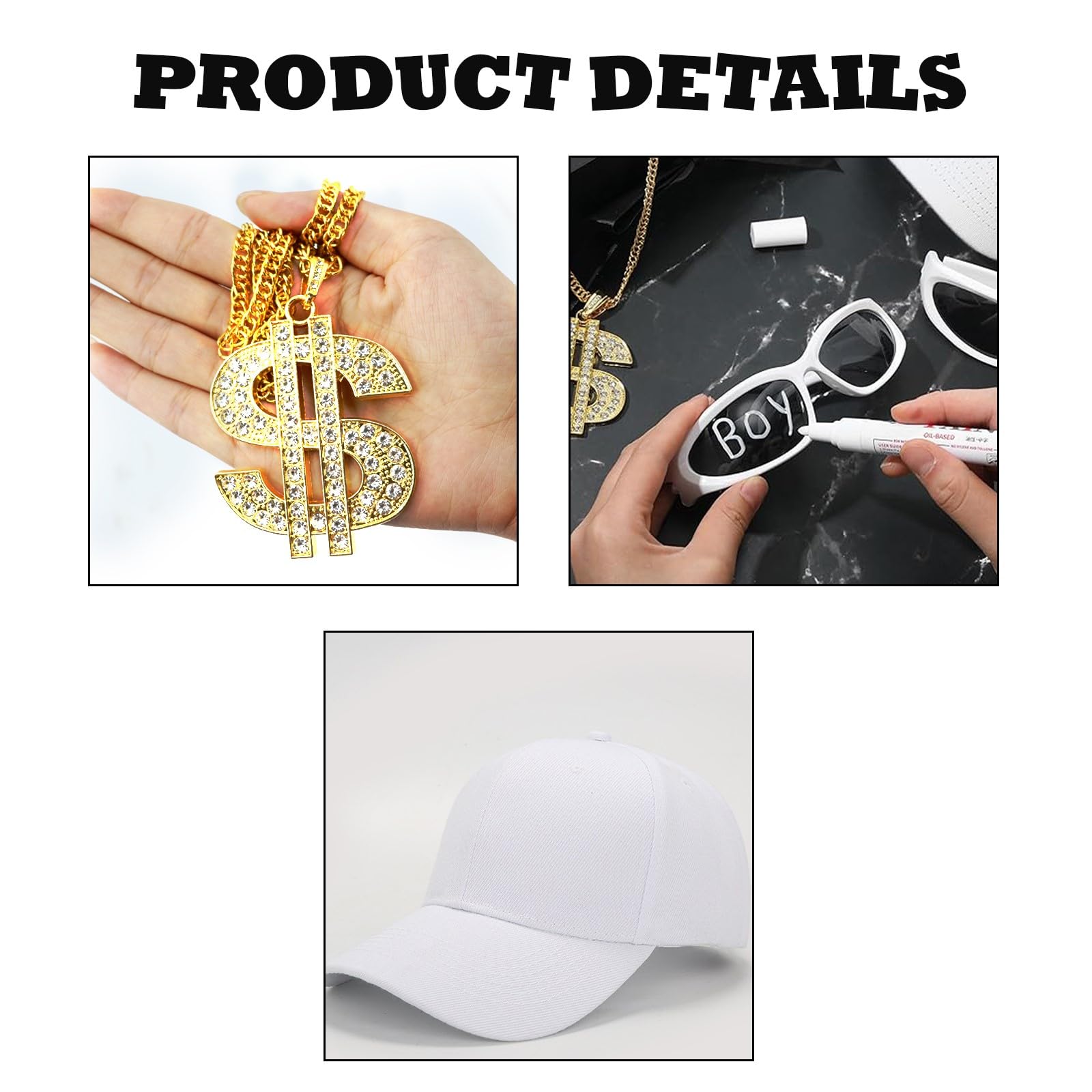 Ukontagood 12 Pcs Hip Hop Costume Kit Rapper Accessories
