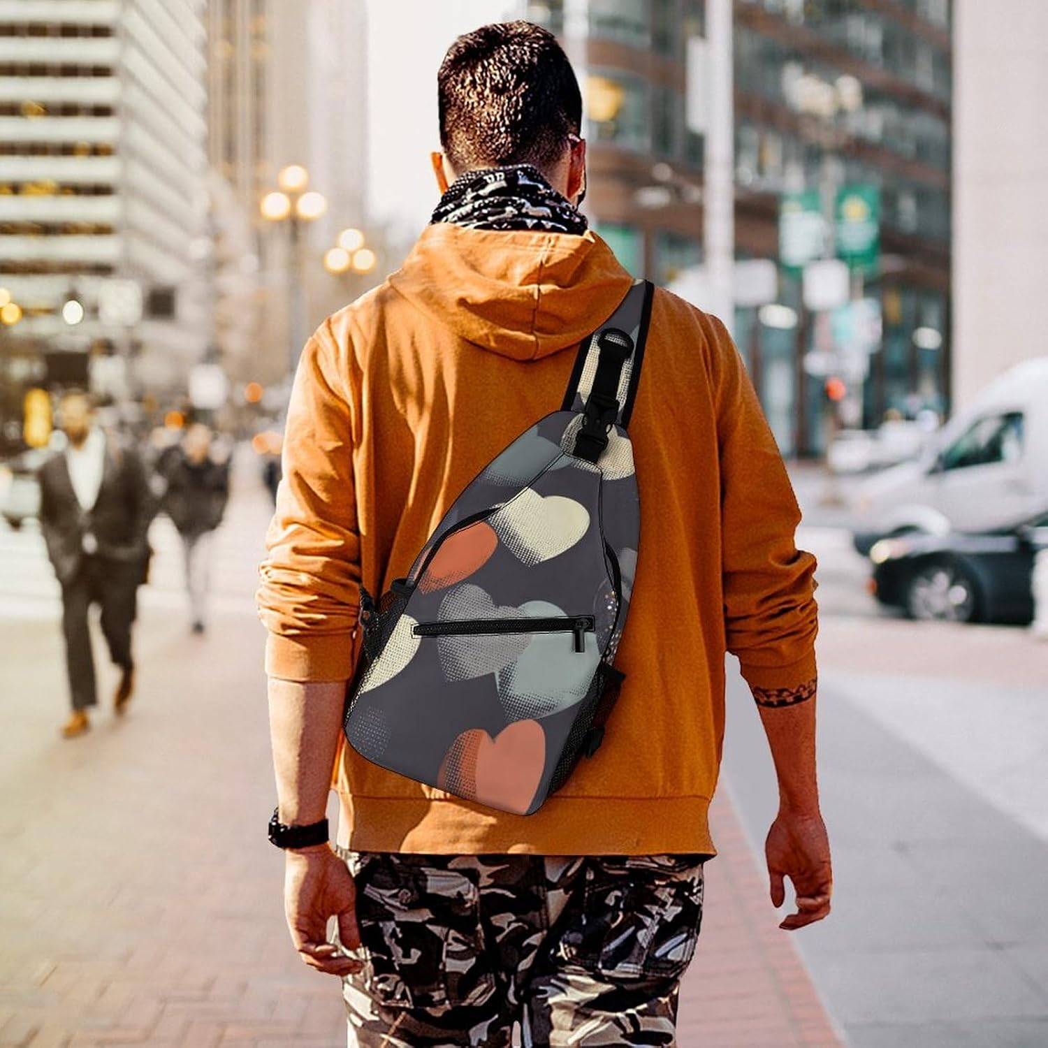Shaped Hearts Sling Crossbody Bag Lightweight Chest Shoulder Backpack for Outdoor Sports