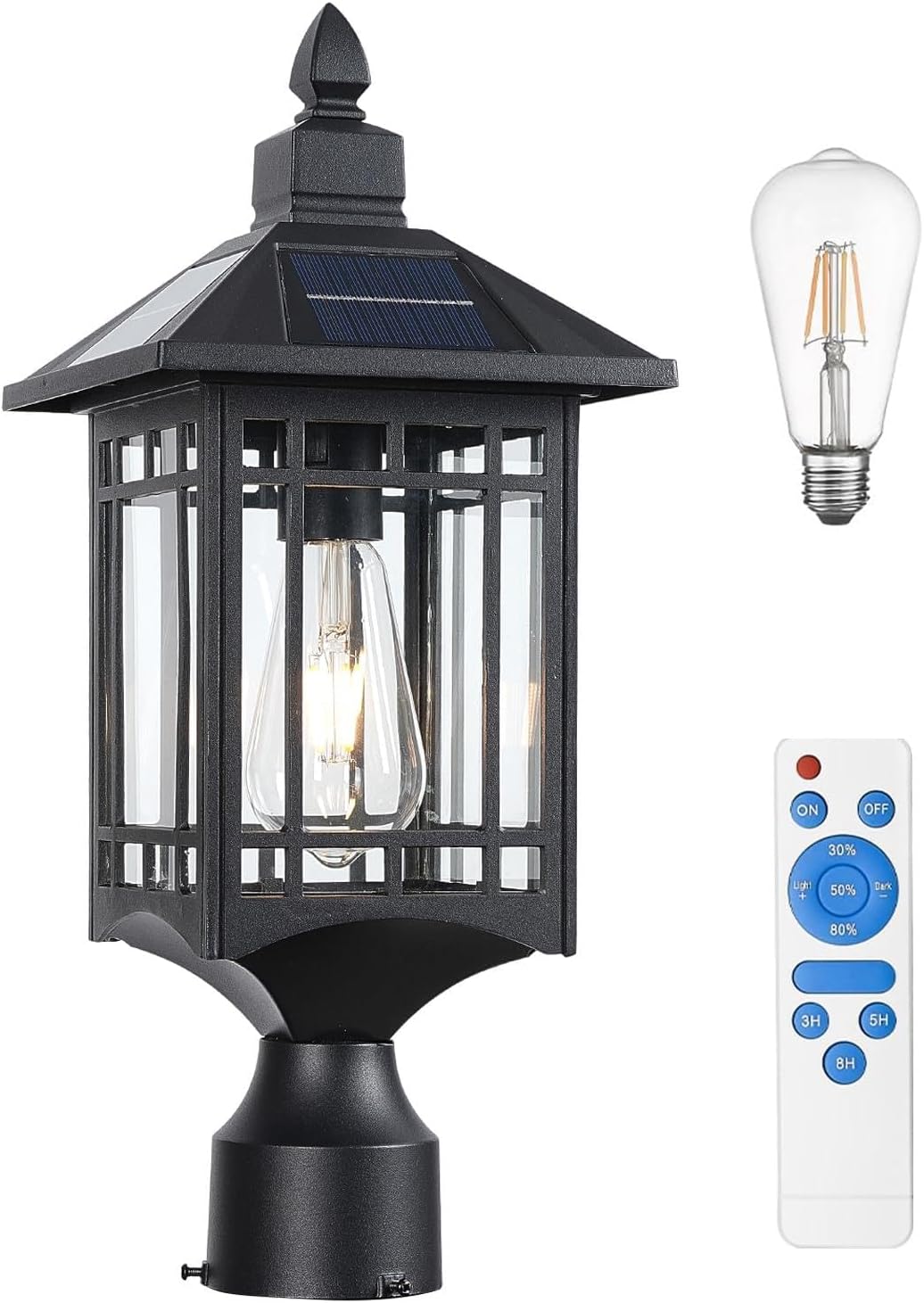 Solar Lamp Post Lights Outdoor，Dusk to Dawn Outdoor Post Lights，Black Waterproof Lamp Post Light Fixture，Fence Post Deck Lighting for Garden，Patio，Pathway，1 Pack