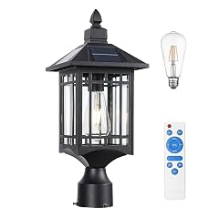 Solar Lamp Post Lights Outdoor Dusk to Dawn Outdoor Post Lights Black Waterproof Lamp Post Light Fixture Fence