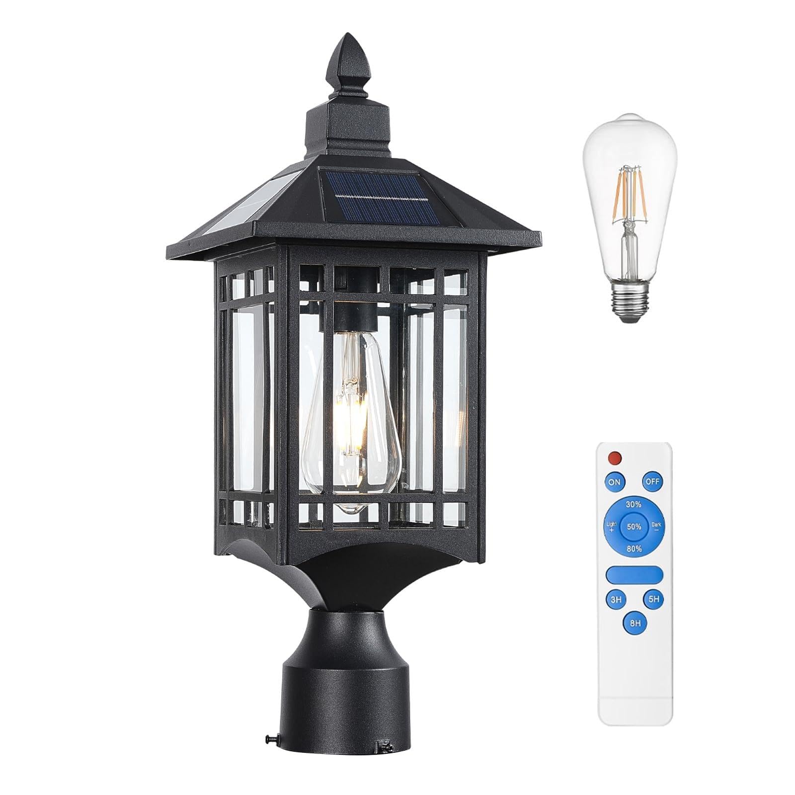 Solar Lamp Post Lights Outdoor Dusk to Dawn Outdoor Post Lights Black Waterproof Lamp Post Light Fixture Fence