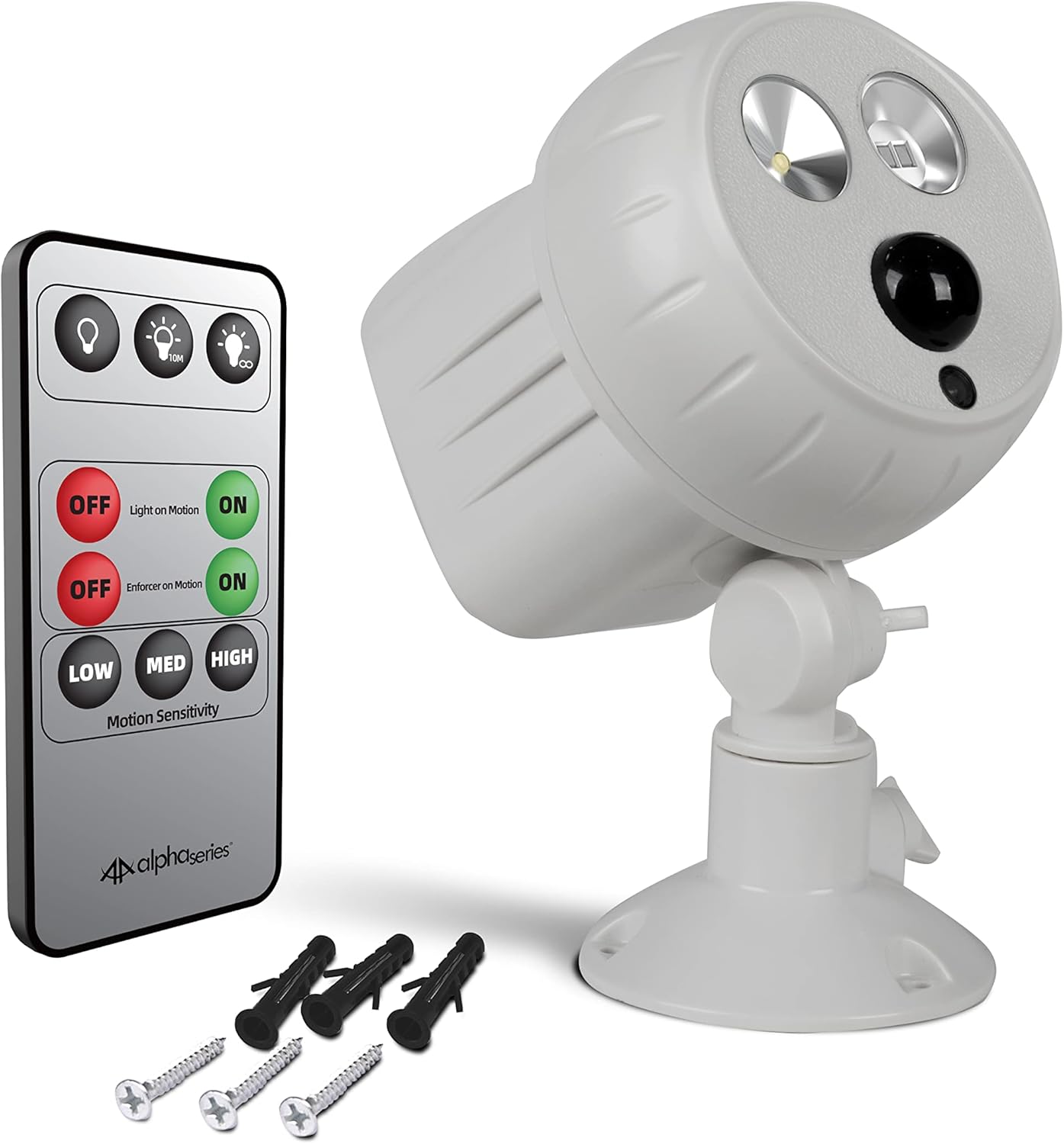 Swann Alpha Series Wireless Motion Activated Outdoor Floodlight with Red & Blue Flashing Security Lights, 400 Lumens, Wide Angle, Waterproof and Remote Controlled Multiple Light Modes,White