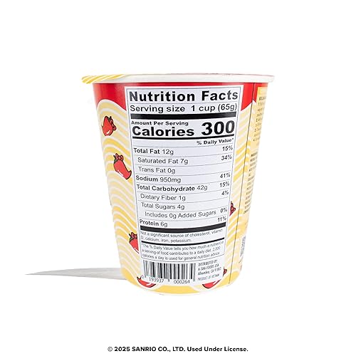 Vista 2 de Hello Kitty - Taza de fideos Ramen instantáneos, paquete de 6 unidades, sabor picante vegano Mezcla de sopa de ramen premium apta para microondas