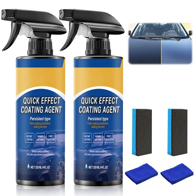 Diinou Spray para Lavagem a Seco e Acabamento Automotivo para Vidro, Metal e Plástico, 120 mL, Kit com 2