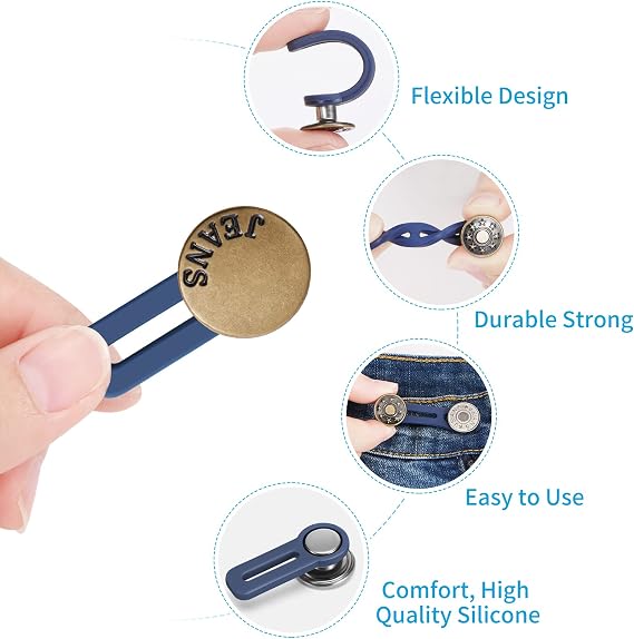 Ceryvop 12 PCS Button Extenders for Jeans, Pants - Waist Extenders for Women & Men, No Sewing Instant Waistband Extension 1-1.8 Inches