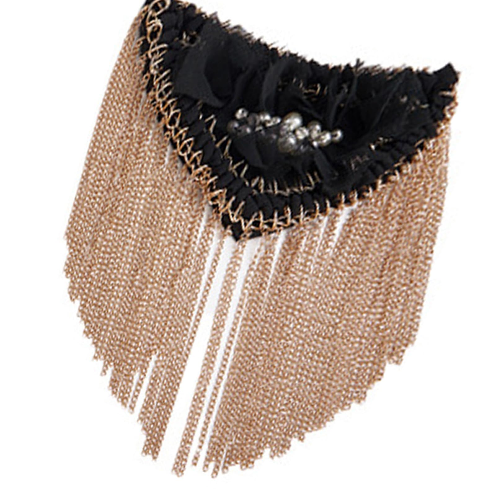 Woedpez Metal Tassels Epaulette Shoulder Badge for Women Men Metal Chain Fringed Epaulette with Rhinestones Pearls Embellishment Fashion Decorations