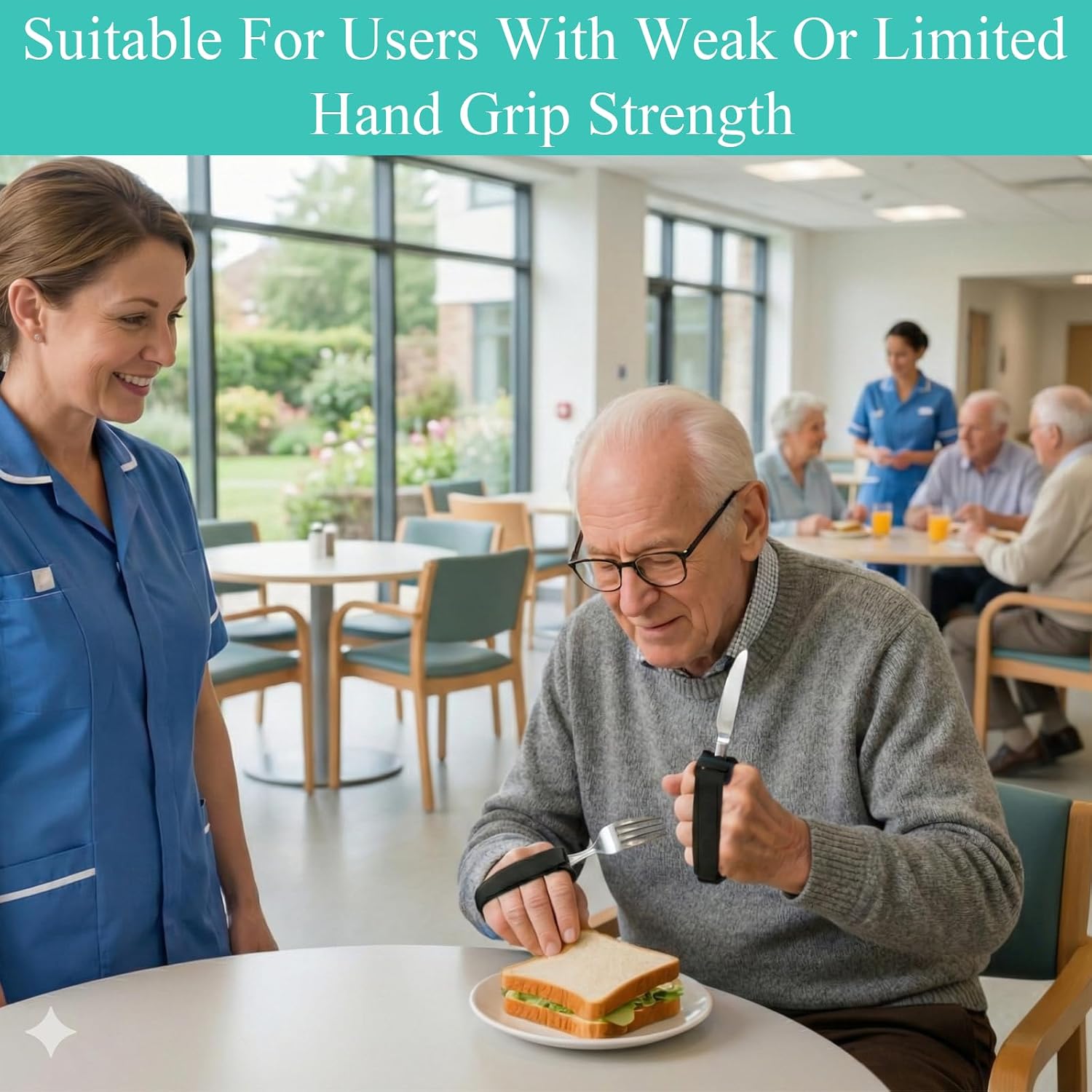 2 PCS Universal Cuff,Universal Hand Strap for Holding Utensils,Adjustable Spoon Fork Holder Strap, Useful Adaptive Utensils Aids for Elderly or the Disabled with Weak Grip to Hold Cutlery