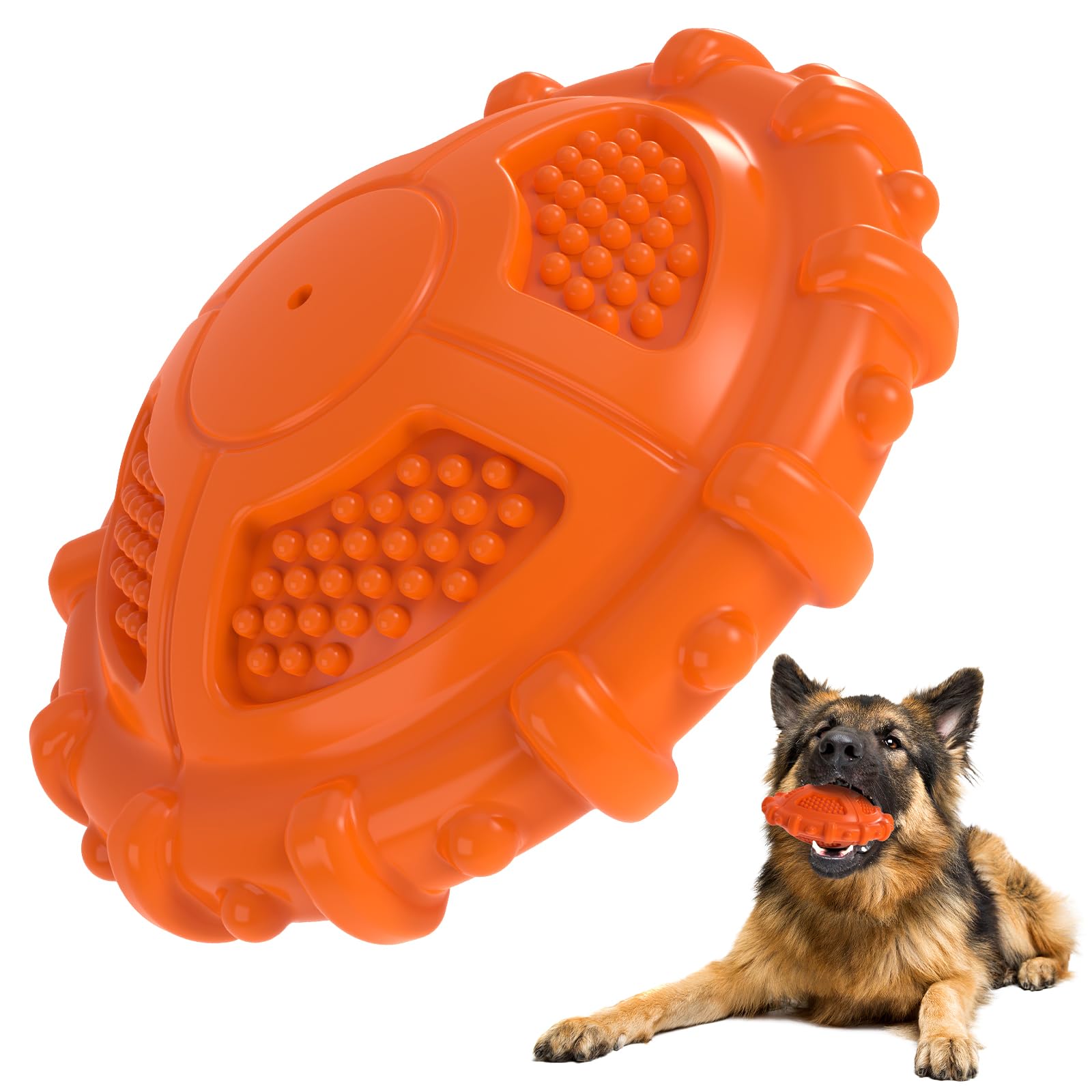MASBRILL Juguetes para Perros Indestructible, Masticador Juguete para Perro Grandes Pequeños Medianos, Squeak Juguetes Interactivos para Perros Caucho Natural, Juguetes Perro con Sabor Leche, Naranja