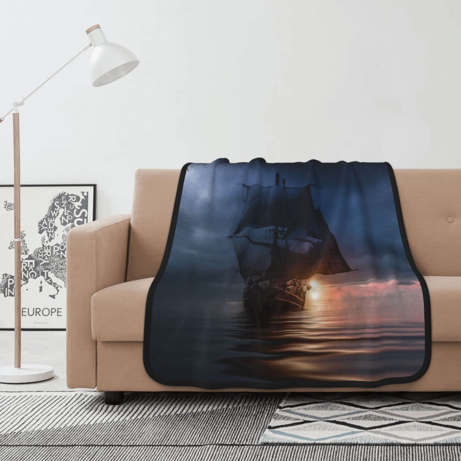 Couverture voilier nautique double face flanelle chaude et ultra douce 100x127 cm