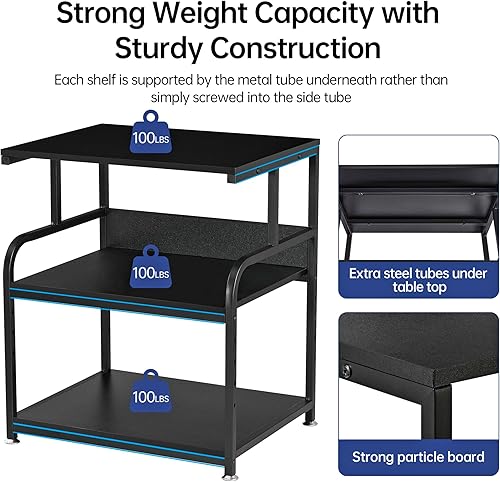 Miniatura 3 de Fannova Soporte para impresora, 23.6 x 18.9 x 29.5 pulgadas, mesa de impresora grande con estante de almacenamiento ajustable, carrito de impresora