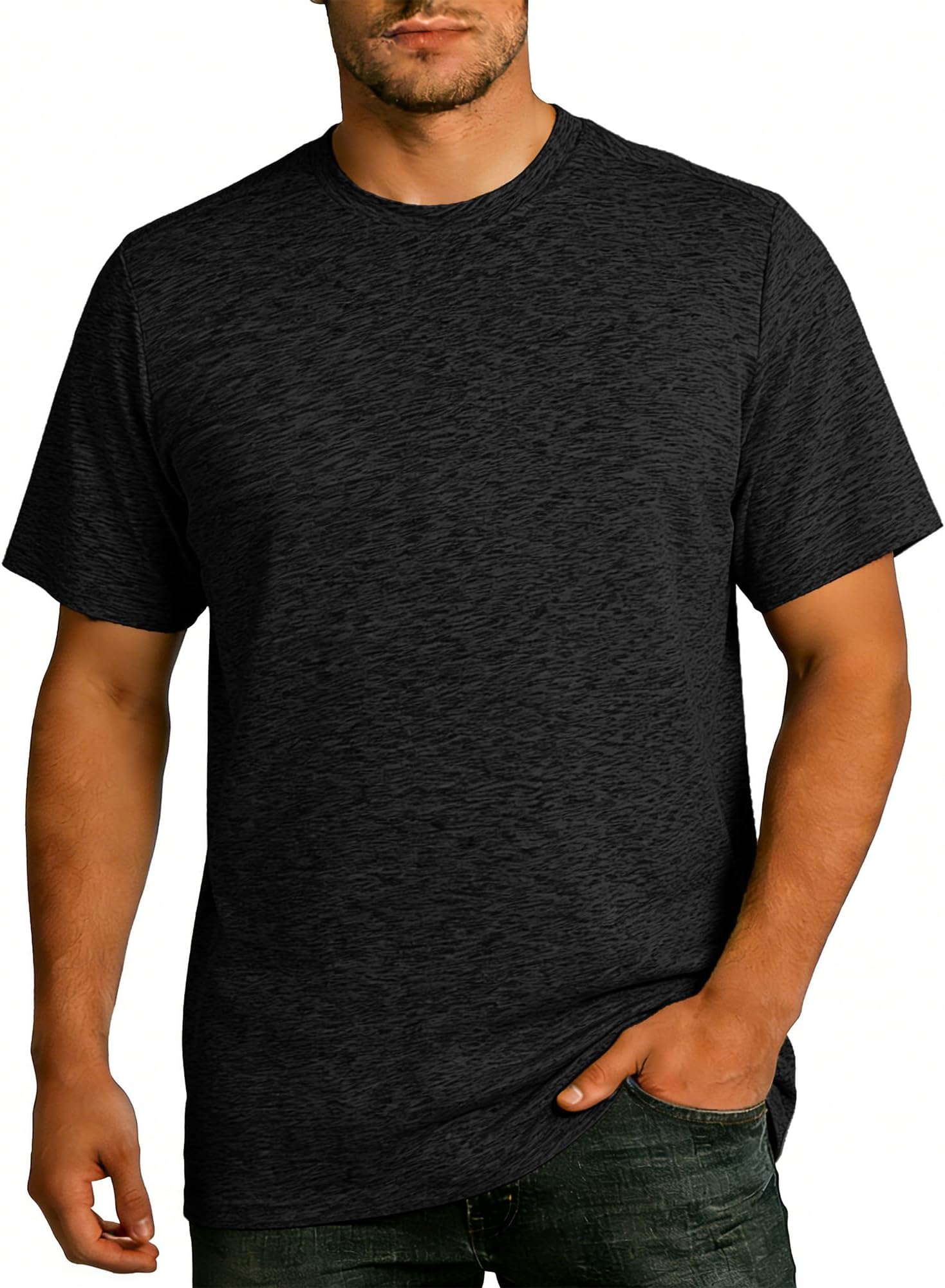 Men's Athletic T Shirts Crew Neck Breathable Quick-Dry Short Sleeve Workout T Shirt for Gym Running Fitness 1&2&5 Pack