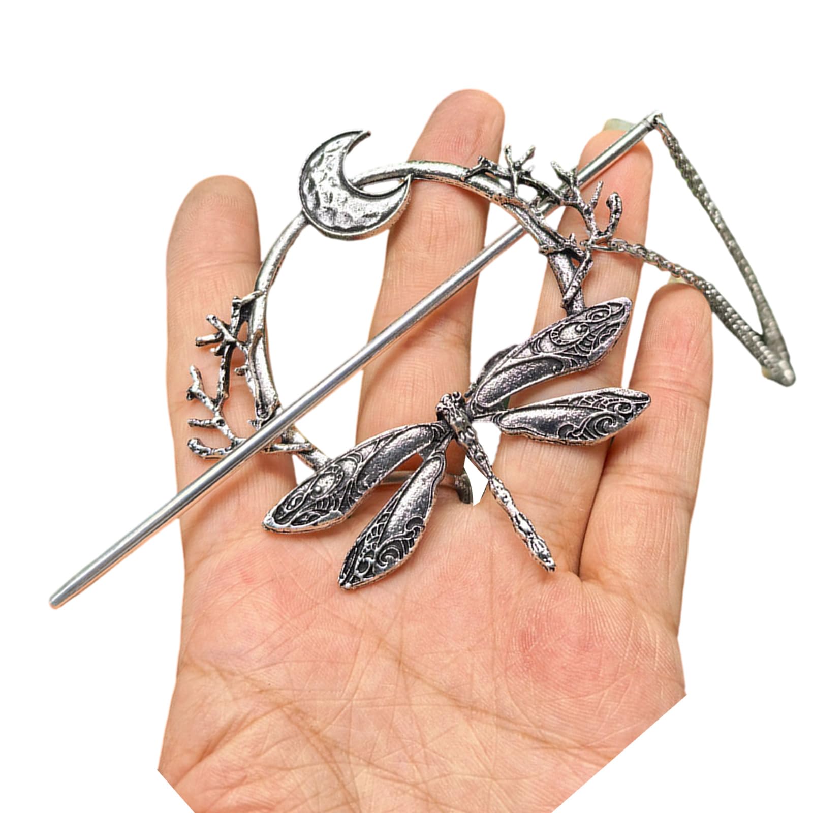 Maxtonser Elegant Antique Silver Dragonflies Hairpin Hair Styling Tool For Formal and Casual Event Gathering Dressingup Props