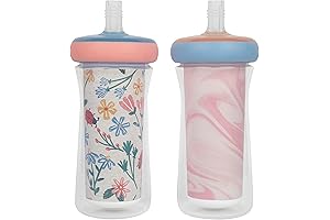 The First Years Insulated Straw Cups for 1 Year Old Toddlers 2pk