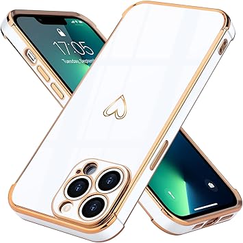 Custodia Per IPhone 12 Con Motivo Cuore Galvanico - Morbida TPU Antishock E Protezione Fotocamera - Nero
