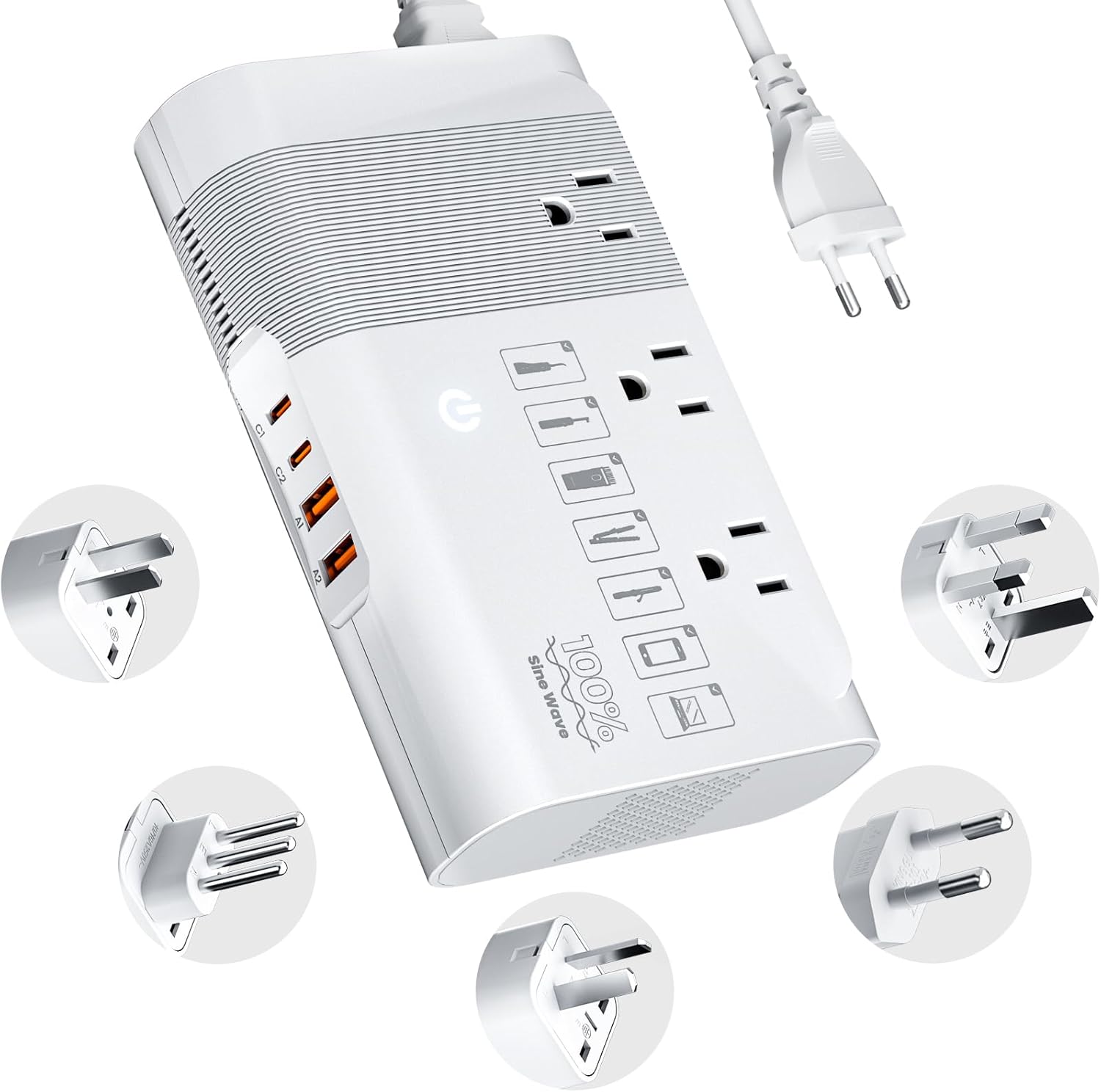 DOACE 220v to 110v Voltage Converter for European Travel: Max 500W Pure Sine Wave Voltage Converter US to Europe – 220 to 110 International Power Adapter Plug Combo Step Down Transformer White DOACE 220v to 110v Voltage Converter for European Travel: Max 500W Pure Sine Wave Voltage Converter US to Europe – 220 to 110 International Power Adapter Plug Combo Step Down Transformer White