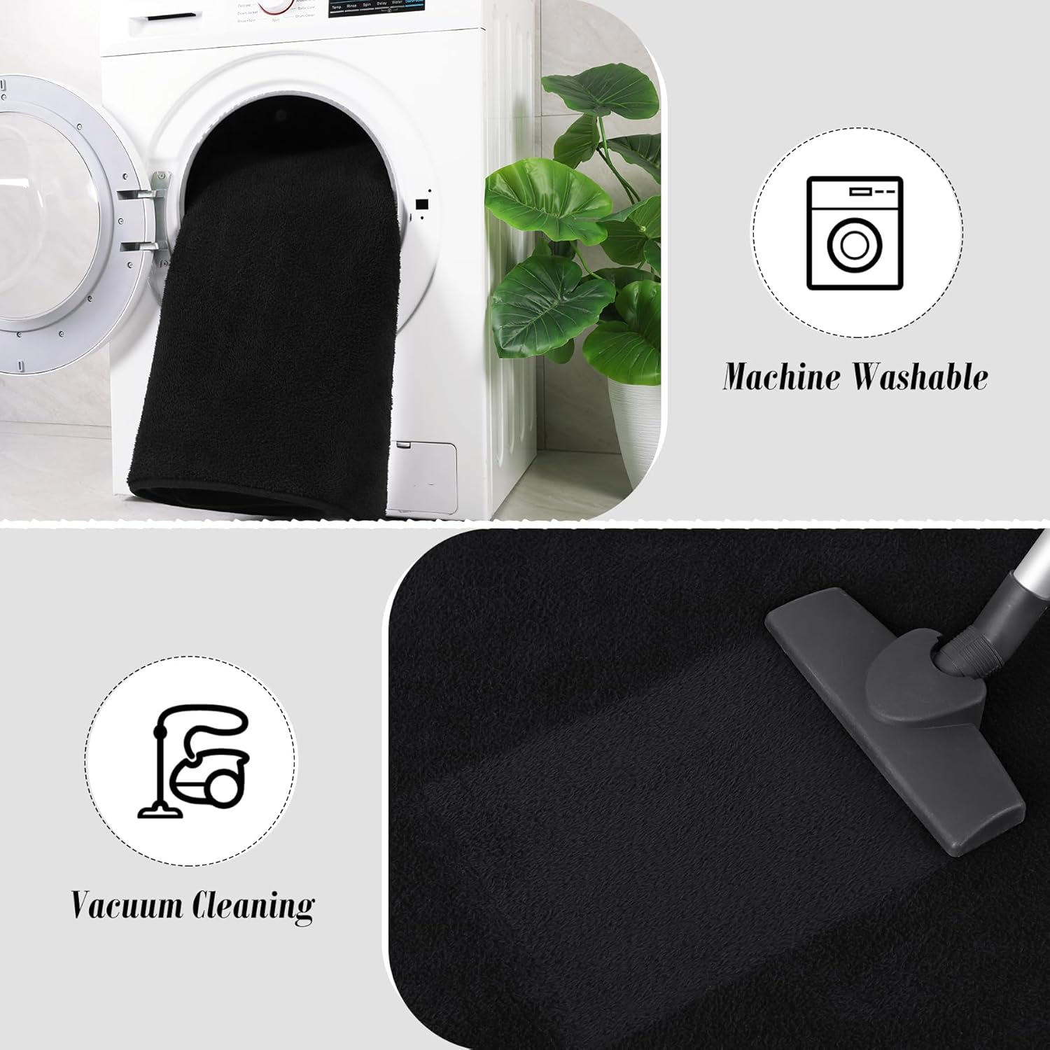 Keeko 2x6 Runner Rug, Black Bedroom Bedside Runner Rug Small Carpet Living Room Area Throw Rugs for Hallway Soft Indoor Memory Foam Rugs for Teen Kids Classroom Nursery Dorm Laundry Room Decor