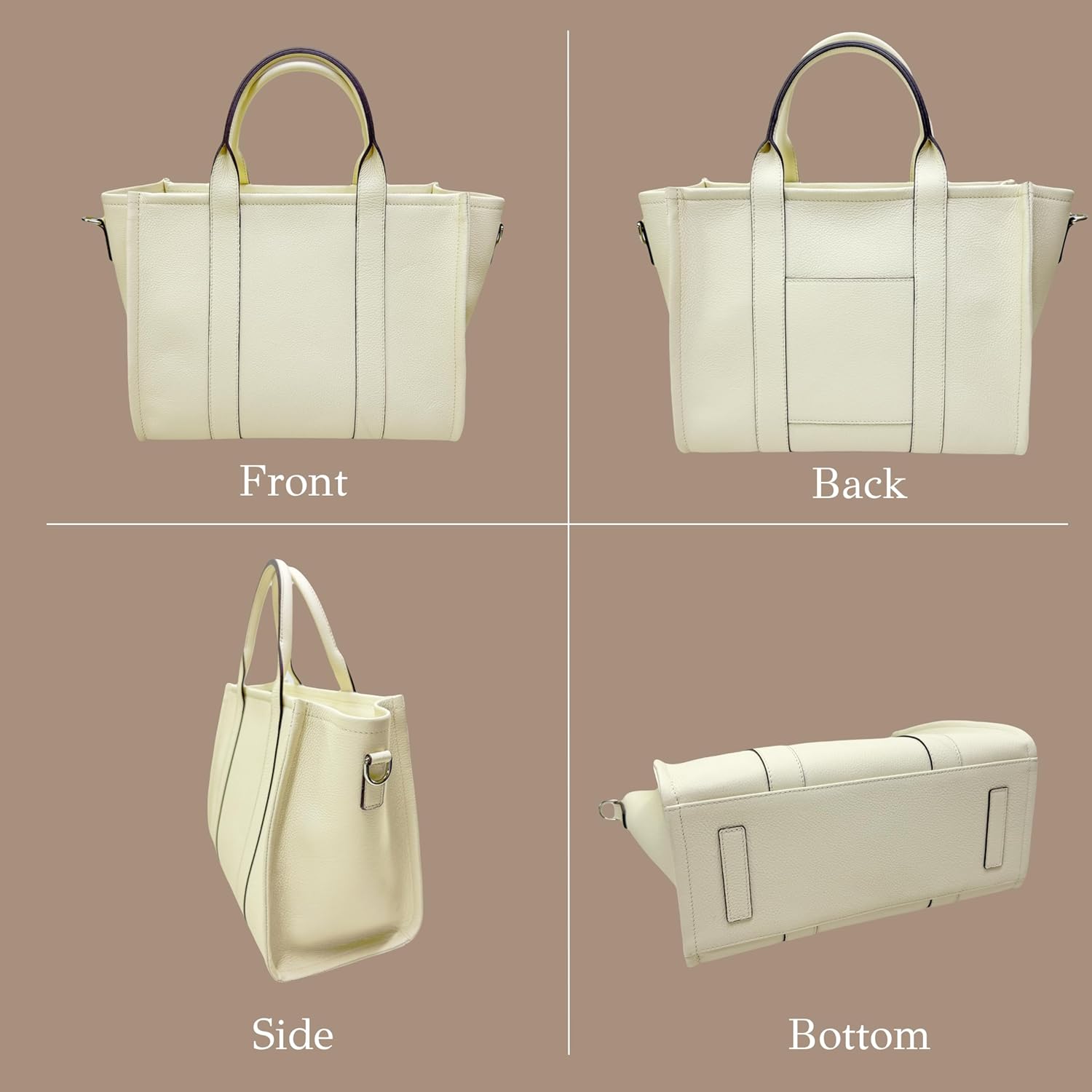 Genuine Leather Satchel Handbag for Women Handmade Shoulder Bag Cowhide Tote Purse - Image 7