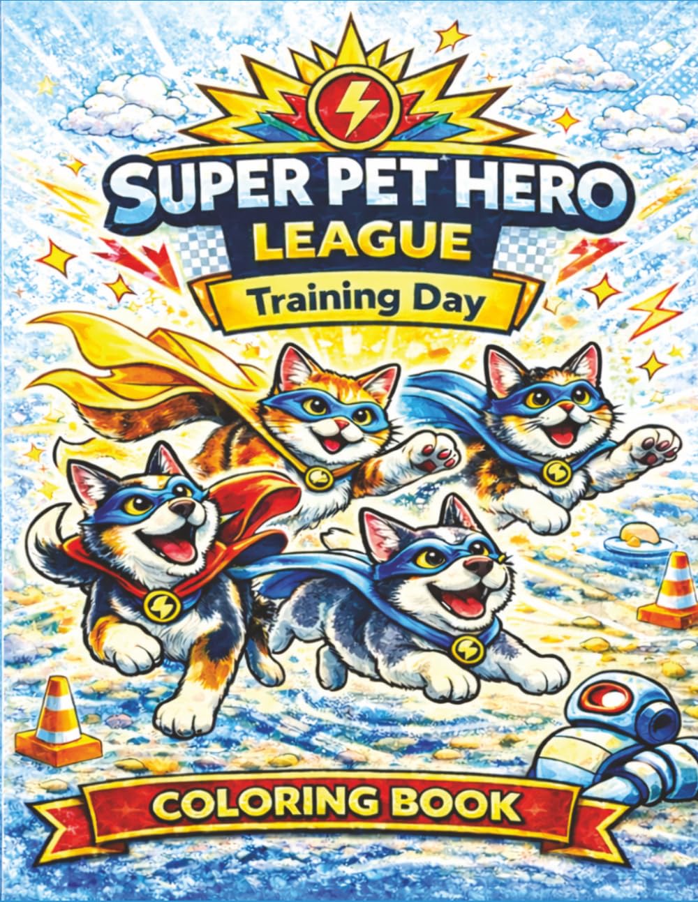 Super Pet Hero League: Training Day Coloring Book: A Fun Superhero Animal Coloring Adventure Featuring Bark Knight, Zoomie Flash, Captain Sunbeam, and Biscuit Woman