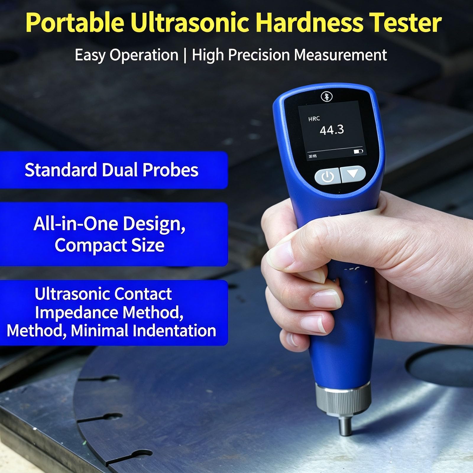 Ultraschall-härteprüfgerät Mit Zwei Prüfköpfen Und Lcd-display, Für Hv-, Hrc-, Hrb- Und Hb-prüfungen, Integrierte Speicherfunktion, 1hv-0,1hrc-auflösung Für Metallische Werkstoffe Und Ultradünne