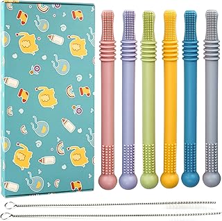 Baby Teething Toys Sensory Toys for Autistic ADHD, SPD, Oral Motor Children, Teething Straws Sticks, Baby Boy Girl Gitfs P...