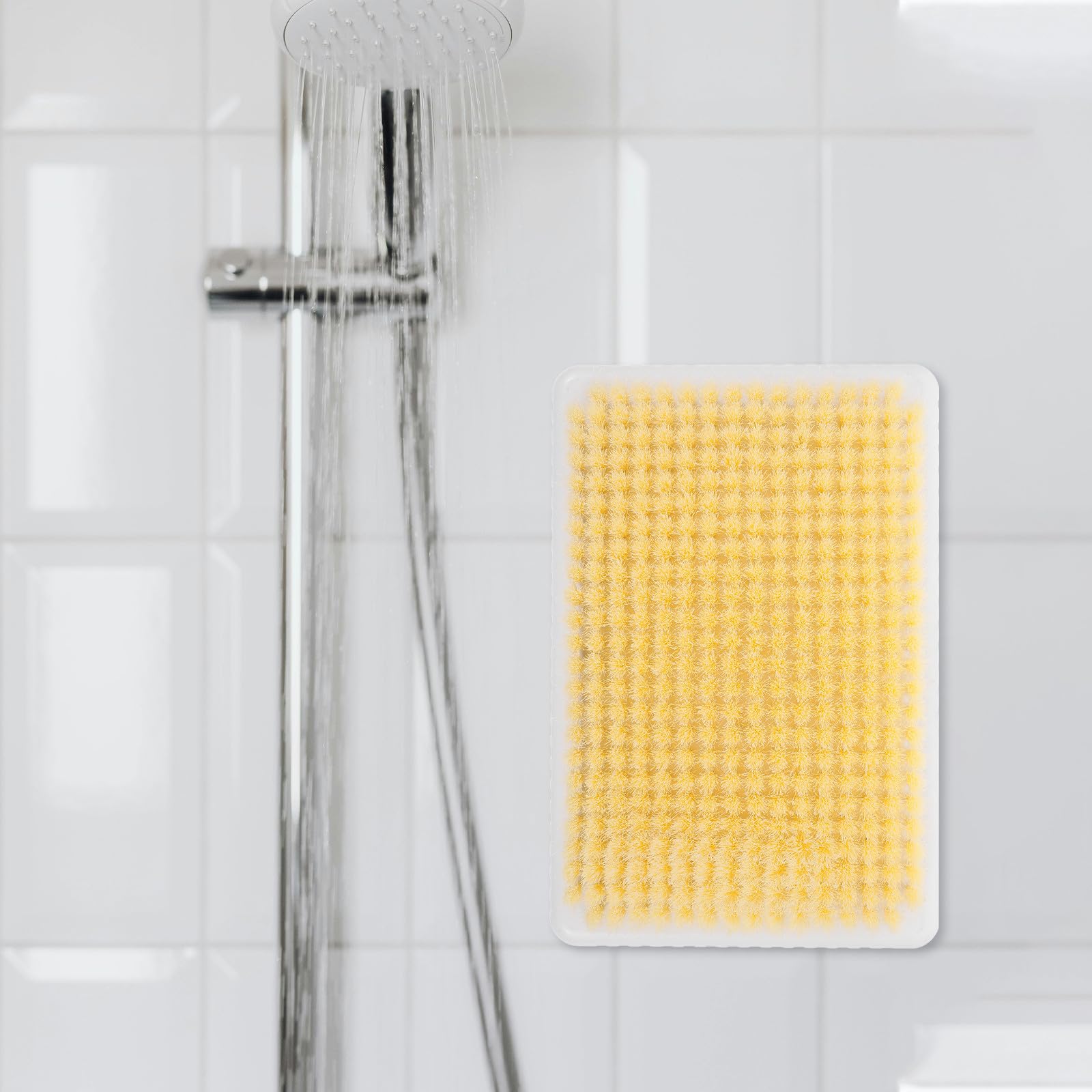 Almohadilla de Masaje para Baño Beige Diseño Multifuncional y Adhesivo para Pared, Cepillo Exfoliante para Espalda y Cuerpo Adecuado para Ducha