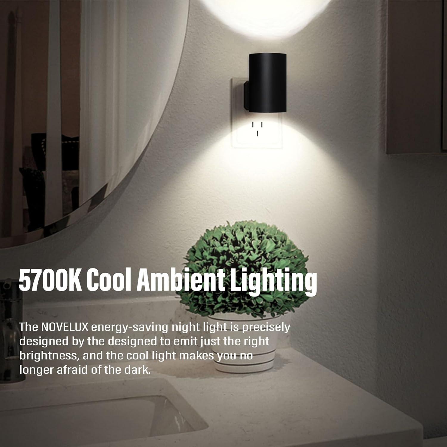 ETL Certified 5700K Night Light, Modern Nightlights Plug in Wall, Dusk to Dawn Sensor LED Night Light, Cool White, Adjustable Brightness, Bathroom Nightlight for Hallway, Stairway, 8 Pack