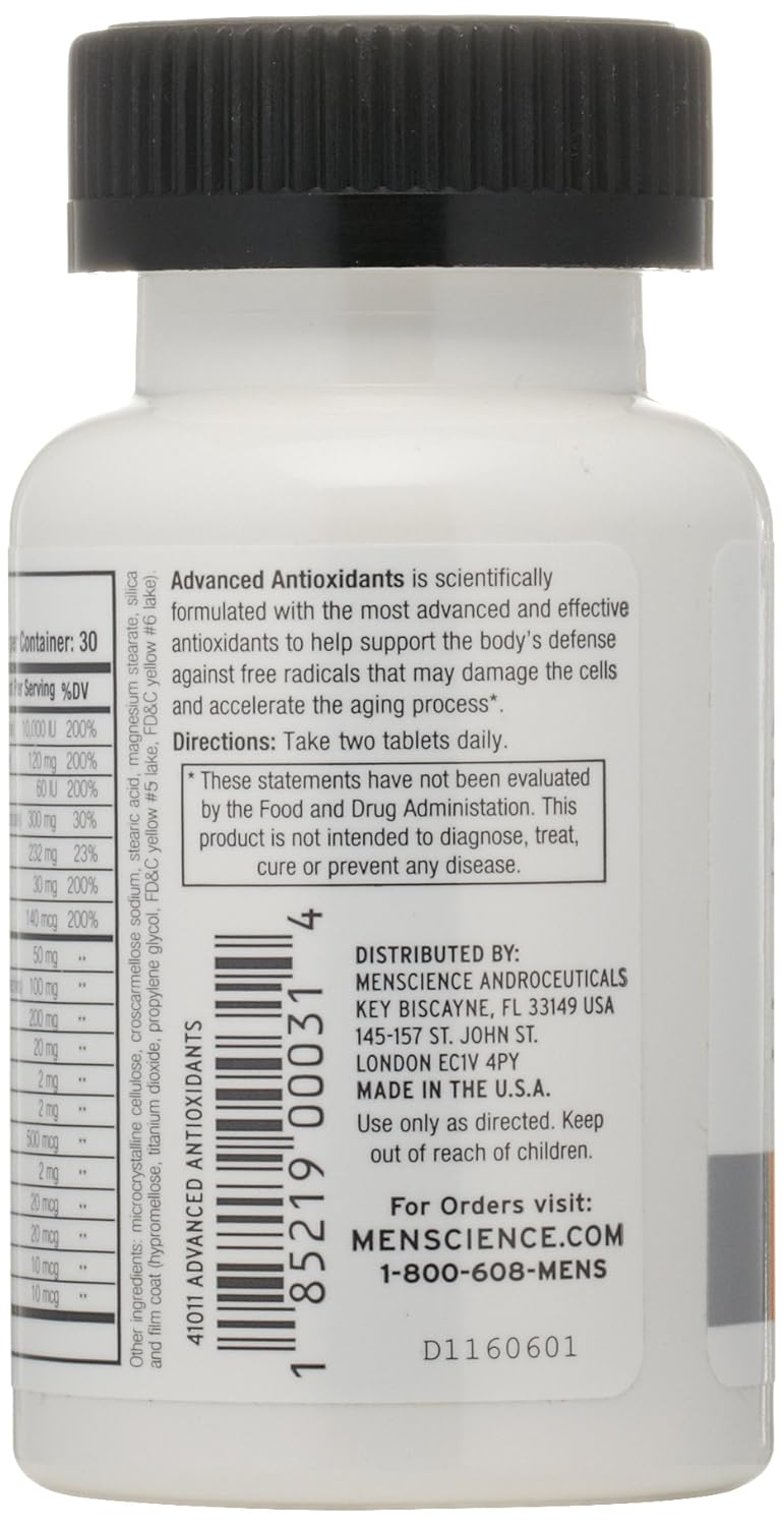 MenScience Androceuticals Advanced Antioxidants Daily Supplement, 60 Tablets : Health & Household