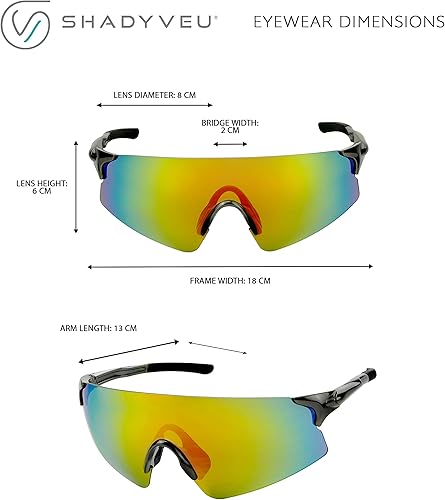 Miniatura 5 de ShadyVEU Gafas de sol unisex con lentes espejadas multicolor con marco deportivo ligero delgado y ligero